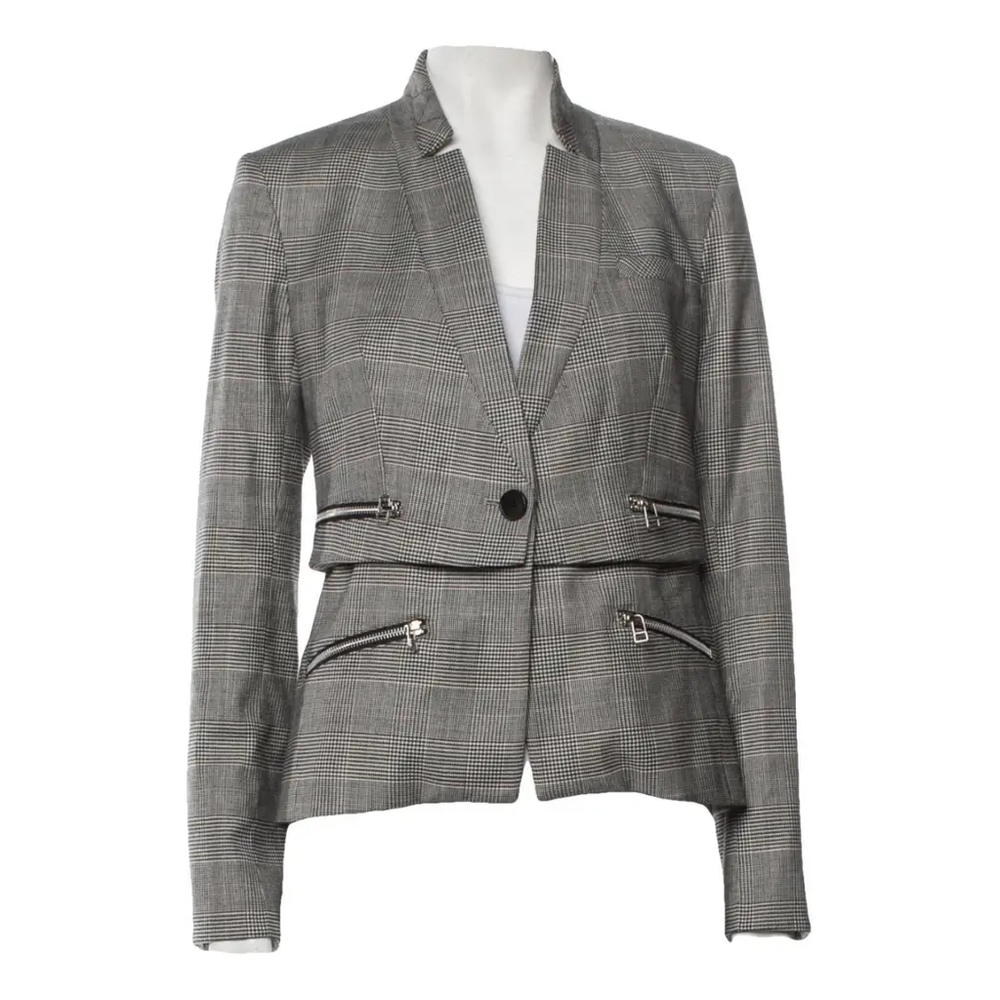 Veronica Beard Paloma Zipper Dickey Jacket Wool Blend Plaid Blazer Sz 8
